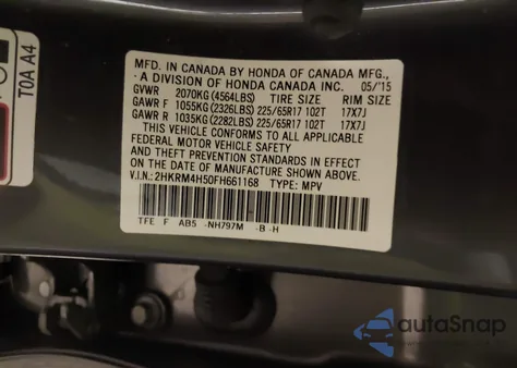 2015 Honda Cr-V Ex from USA, damaged, VIN 2HKRM4H50FH661168
